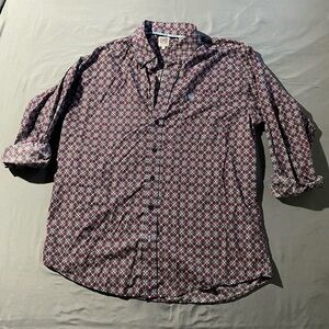 Cinch Men's Burgundy Patterned Button-Down Shirt